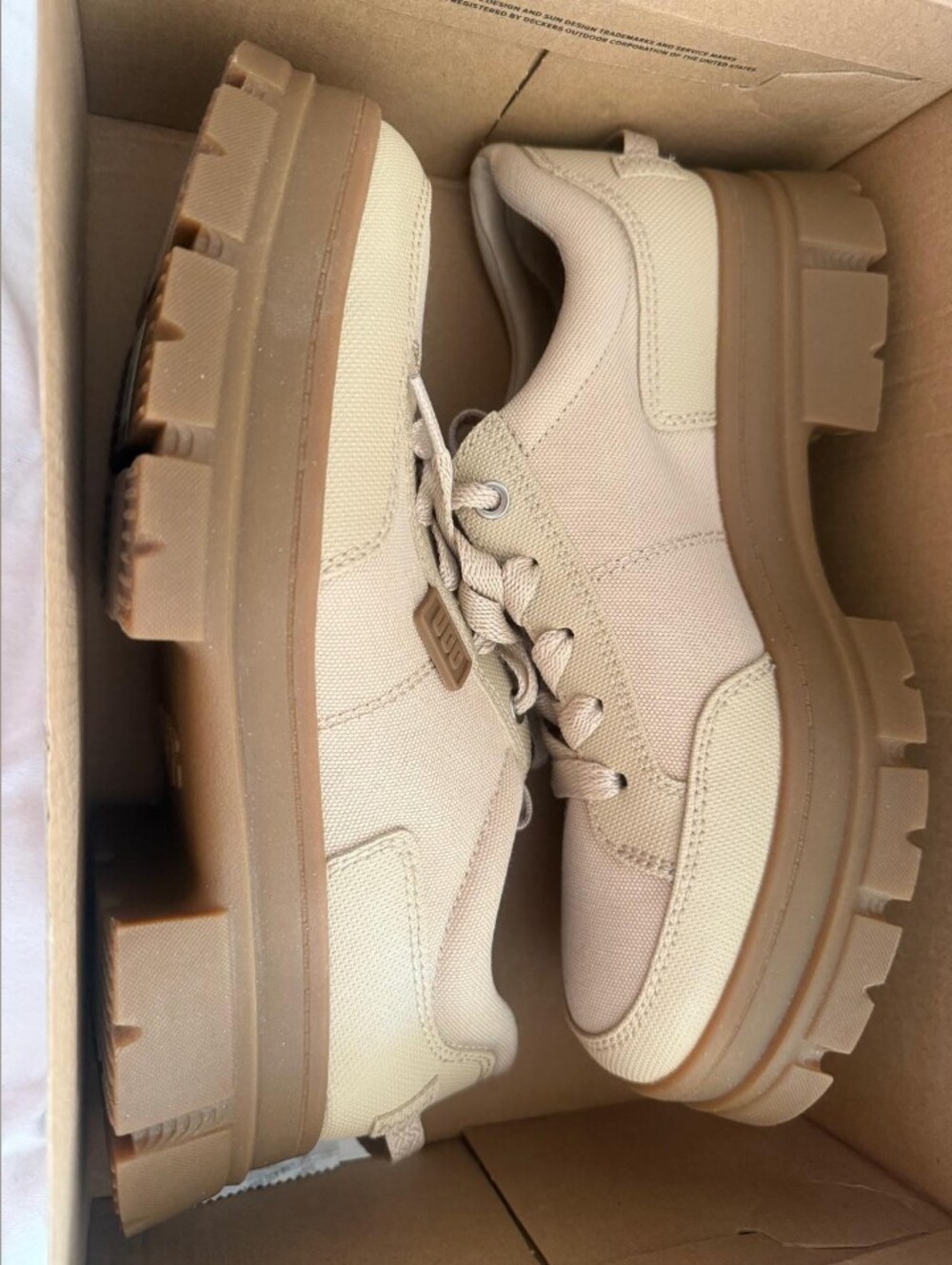 UGG Women's Chunky Lug Sole Sneakers in Beige/Tan